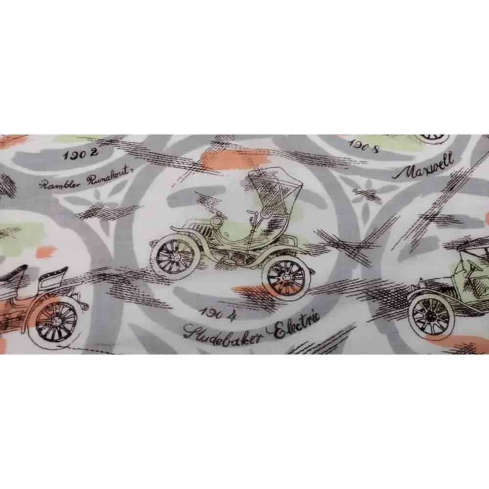 Men's 1940s Buick Handkerchief Scarf Jadeite Antique Automobile Fine Thin Cotton